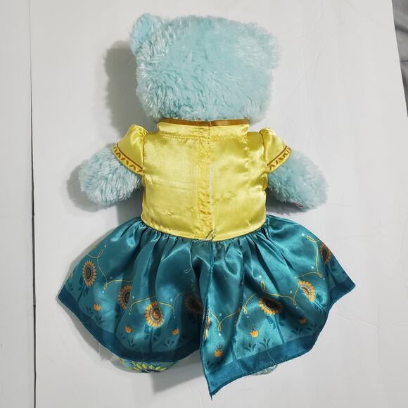 Build a Bear Workshop BABW Frozen Fever Anna Blue Sparkly Teddy Bear Plush Dress - Picture 9 of 11